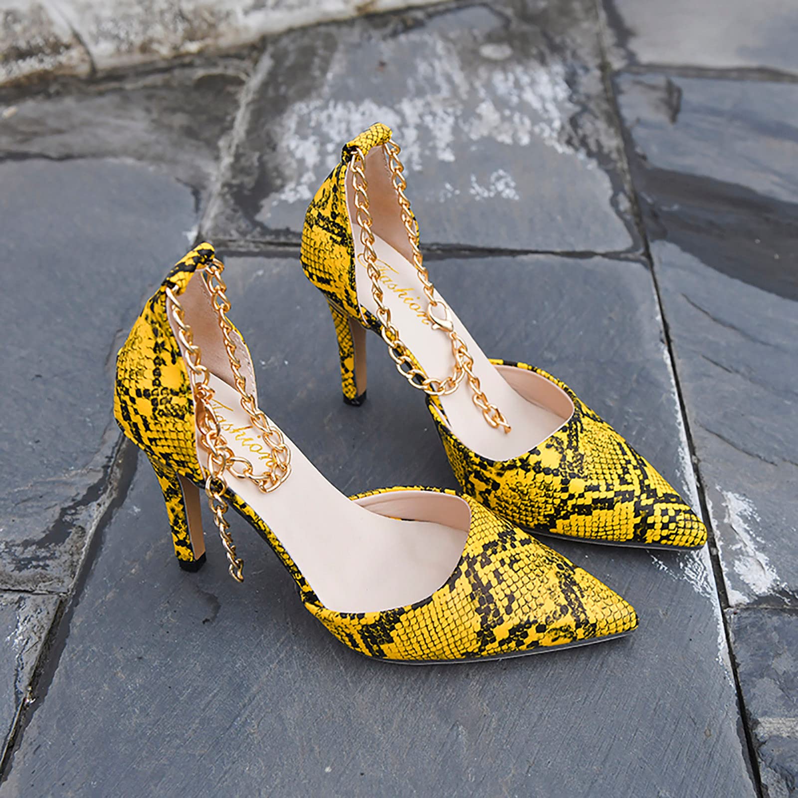 Sandali da donna per le donne Scarpe Fibbia Singolo Tacchi Alti Tacco Affari Scarpe Spesse Scarpe da donna Tacchi alti Zeppa Sandali, Giallo, 40 EU