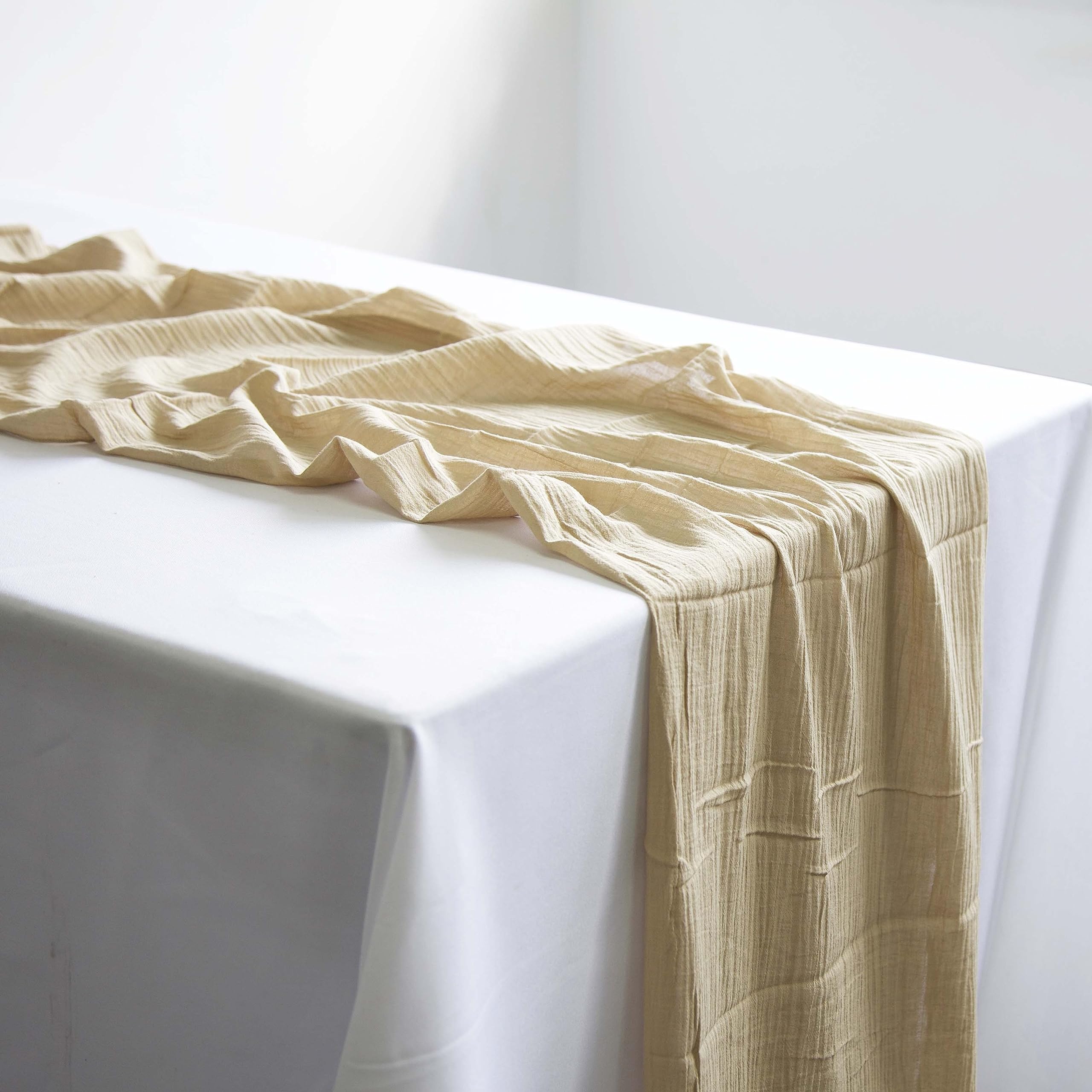 Decor Essentials Natural Cheesecloth Table Runner Rustic Wedding Bridal Baby Shower Drapery (Natural)
