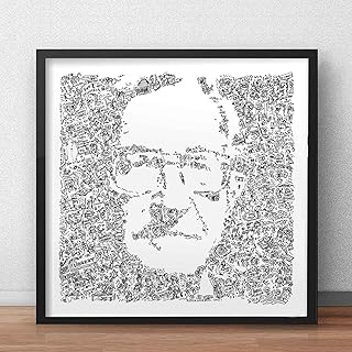 Noam Chomsky print with doodles inside the portrait | Plenty of details about linguist and political activist | hard to find gift black and white illustration art poster