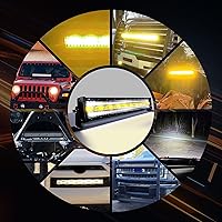Vista 9 de ASLONG Barra de luz LED de 22 pulgadas 120 W con parpadeo blanco/ámbar y seis modos de luz de inundación y penetración para todoterreno, 1 pieza