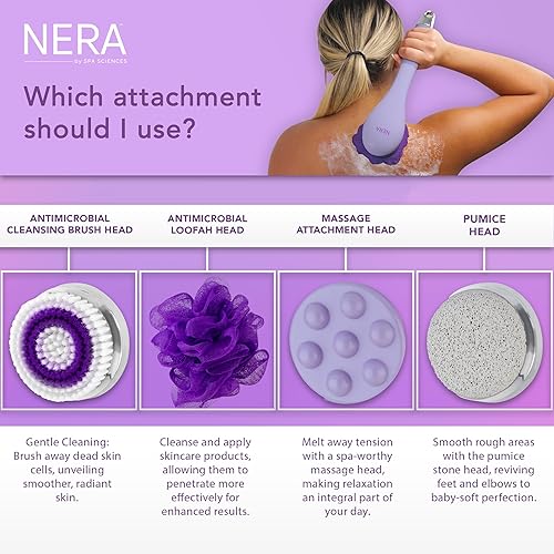 Miniatura 4 de Spa Sciences - NERA - Cepillo corporal 4 en 1 para duchabaño para exfoliación, limpieza profunda, cuidado de pies, infusor de loción y masaje