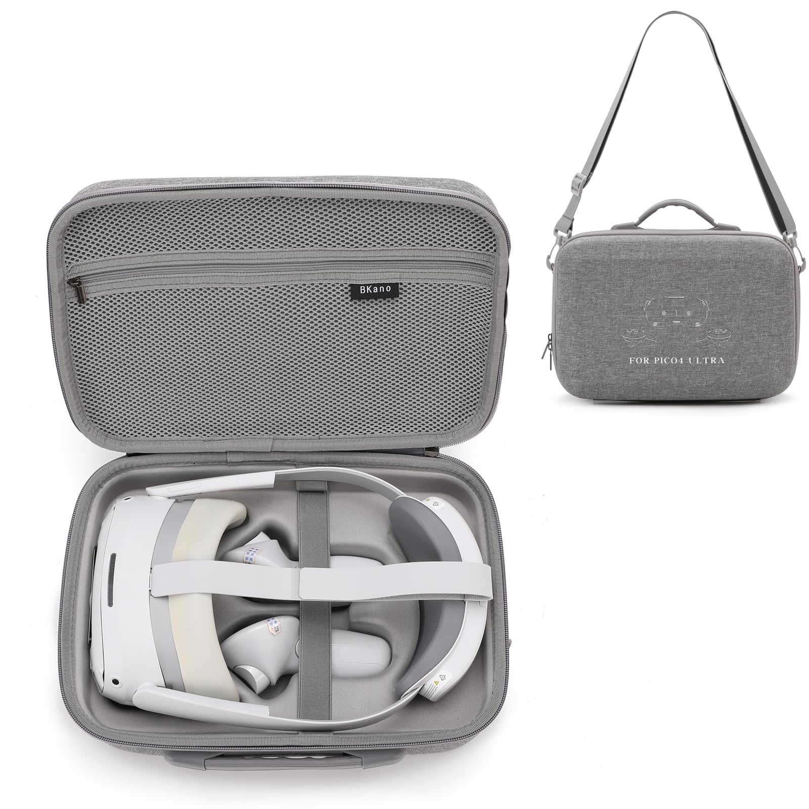 BeisDirect Étui de voyage pour Pico 4 Ultra VR, étui rigide portable pour casque et manettes Pico4 Ultra VR, étui de protection avec bandoulière (gris)