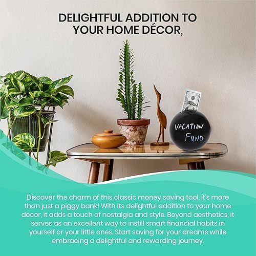 Miniatura 7 de Hucha para abrir para adultos y niños, debe romperse para acceder al dinero, marcador de borrado en seco para personalizar, caja de ahorro de dinero