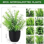 Artificial Plants Mini Fake Plants in Pots, 8 pcs Small Eucalyptus Grass Boston Fern Plants Fake Boston Ferns Bushes Small Shrubs Faux Greenery Plants for Indoor, Office, Desk, Shelf, Table Decor