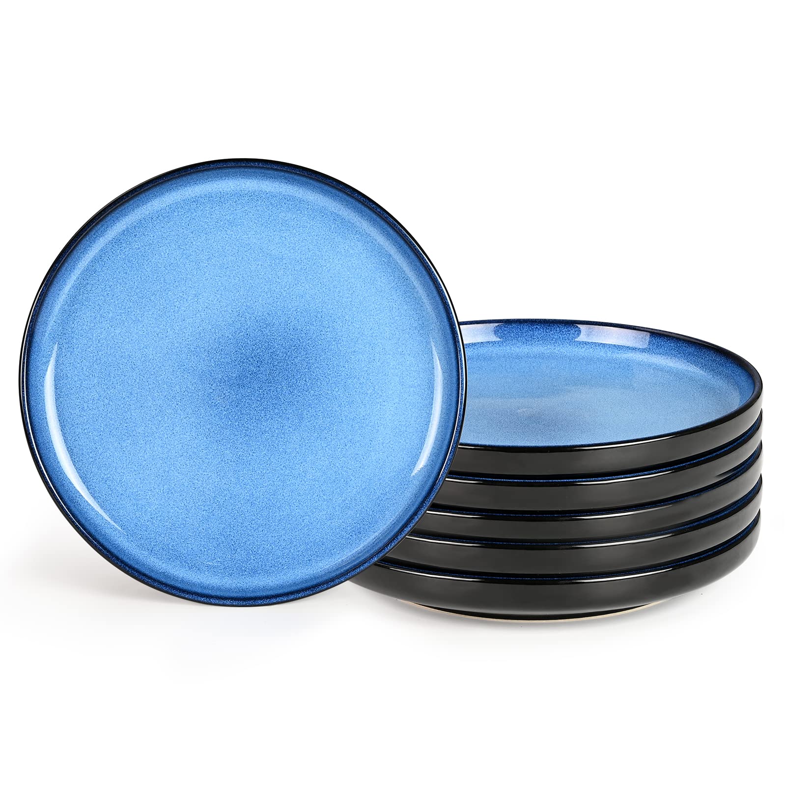 MEKY Dinner Plates, Ceramic 10.5 inch Round Dish Plates Set of 6, Easy to Clean, Microwave Oven Dishwasher Safe, Scratch Resistant, Kitchen Porcelain Serving Dishes - Premium Reactive Glaze