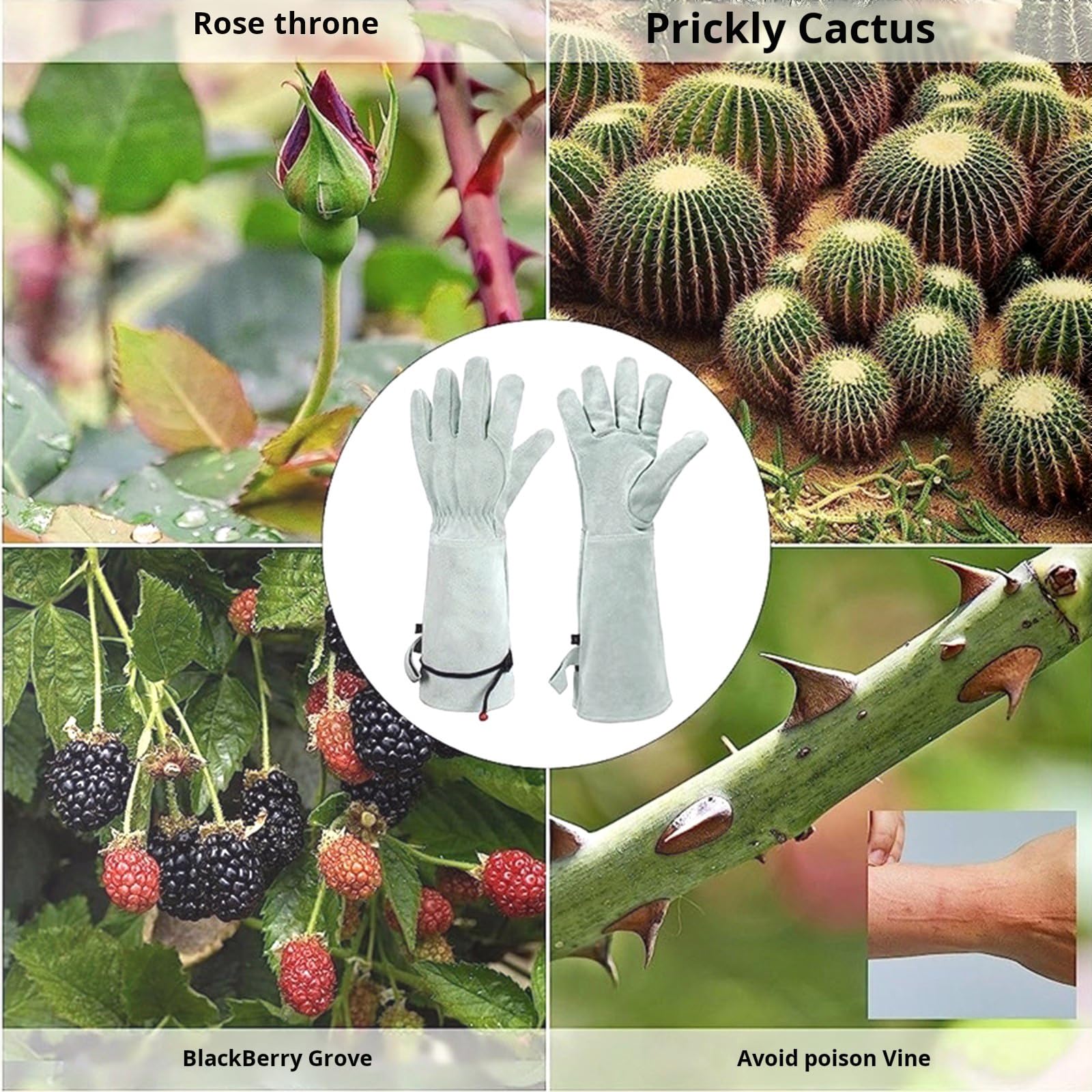 Guantes de jardinería de cuero grueso para hombres y mujeres con protección extendida contra espinas y objetos afilados