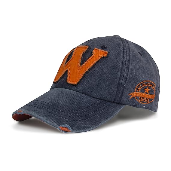 Aavjo , W Design Denim Cotton Stylish Cap for Men Women with Brim (Fit to Head Size - Approx 56CM to 60CM) -