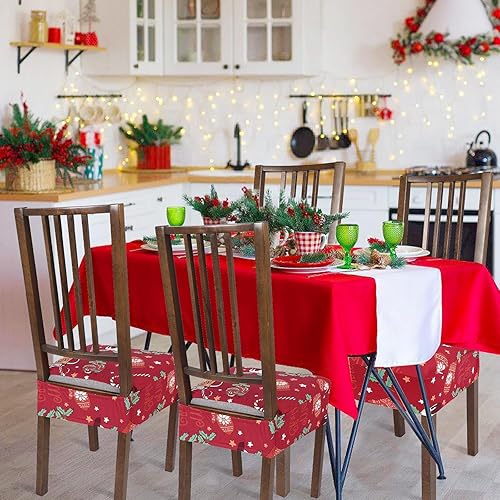Miniatura 8 de NIBESSER Juego de 4 fundas de asiento para sillas de comedor, elásticas, suaves, extraíbles y lavables, fundas de cojín para comedor, fundas de