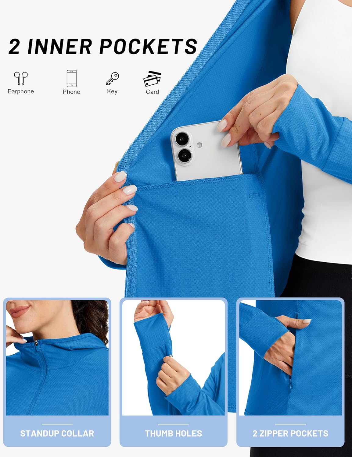 TACVASEN Women's Sun Hoodies Lightweight Jacket for Women Zip Up UPF 50+ UV Shirt Long Sleeves