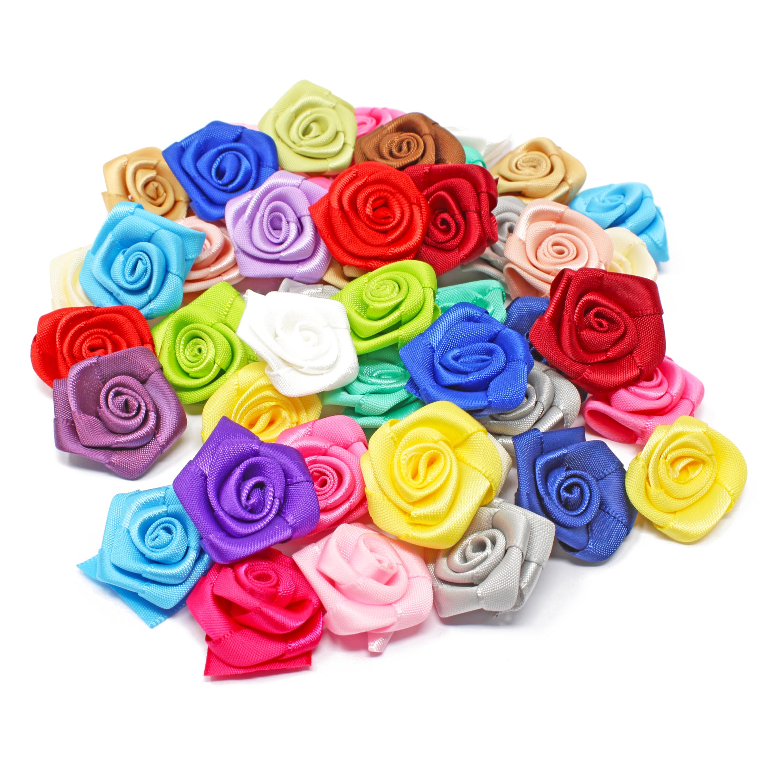 Wedding Touches Multi Coloured 25Mm Satin Ribbon Rose Flowers Decorative Craft Flowers (25)