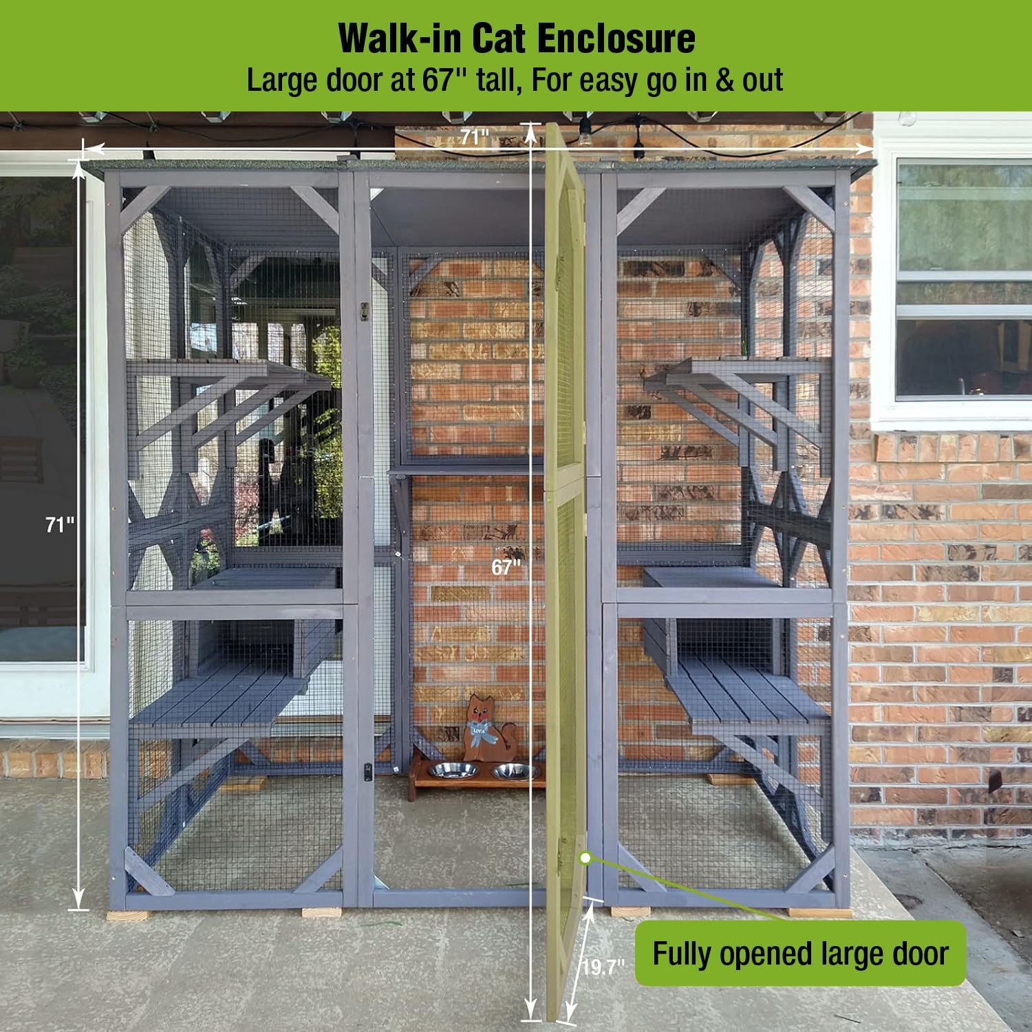 Seiyierr Catio Grande Casetta per gatti all'aperto Walk in Outdoor Cat Enclosure Indoor Cage Kitty Condo Box con porta piattaforma per piccola casa