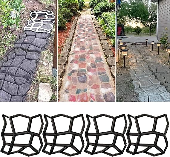 Concrete Molds and Forms, 4 Pack Reusable Pathmate Stone