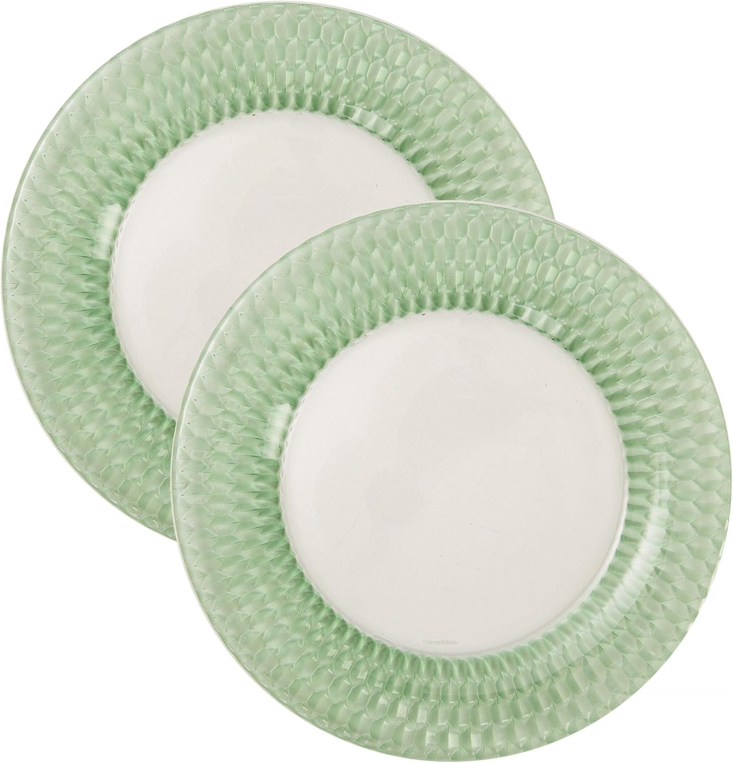 Villeroy & Boch Boston Colored Collection Buffet Plate, Set of 2, 12.5 in Diameter, Crystal Glass, Made in Germany, Green