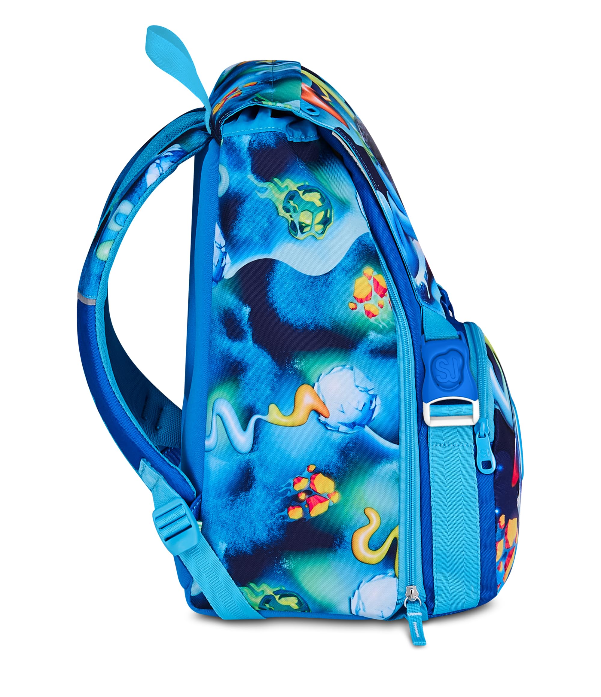 SJ GANG STYLE JAM GANG Zaino Scuola Estensibile SPACE RIDE, Blu, 24L, Zip Laterali, Ali missile a scomparsa, Applicazione astronauta 3D, Tasca frontale, Tasca portaborraccia, Scuola elementare,Bambino