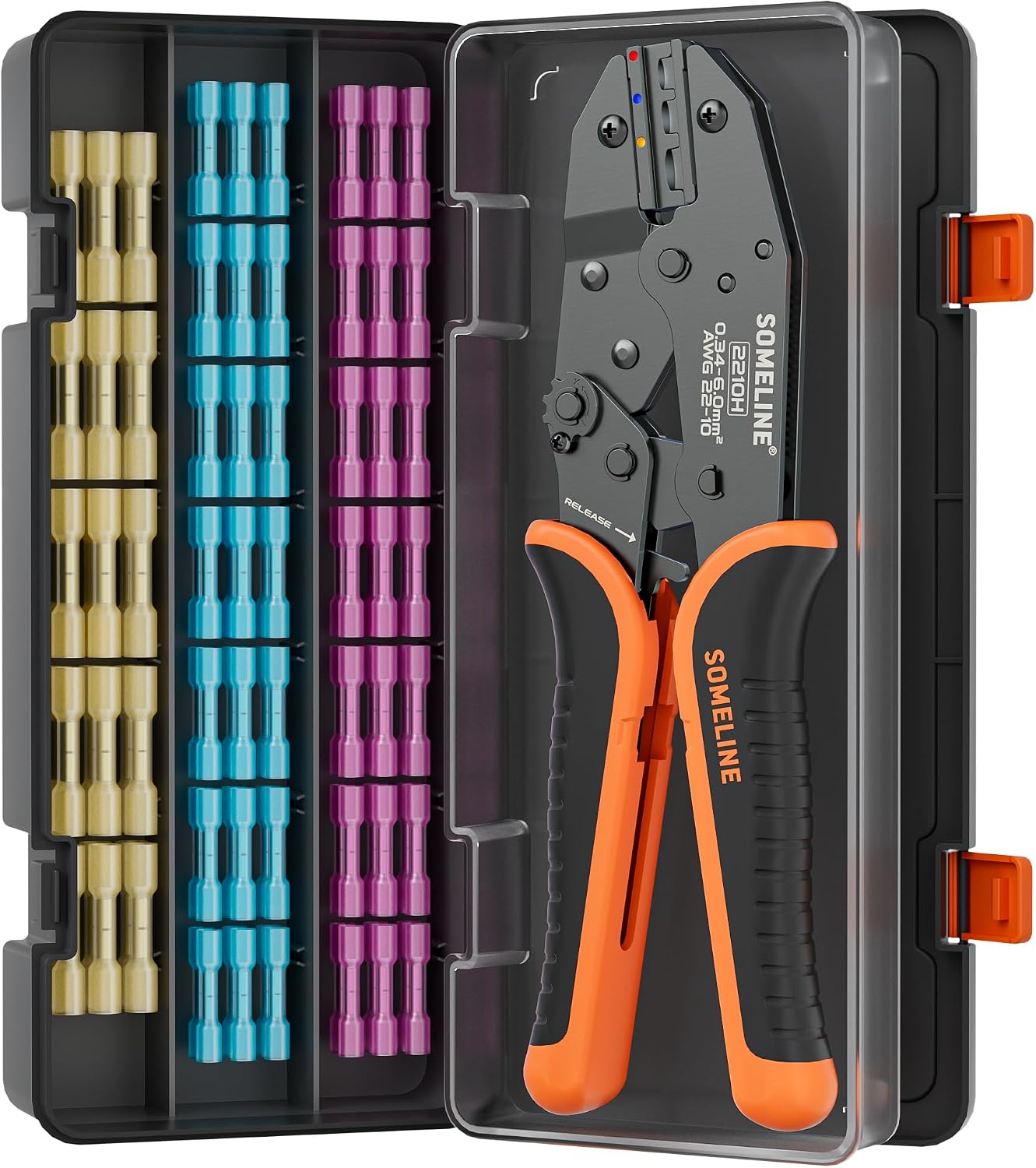 Produktbild von 100-tlg. Schrumpfverbinder-Set – Löt- Und Quetschverbinder Inkl. Crimpzange, Von GM Parts