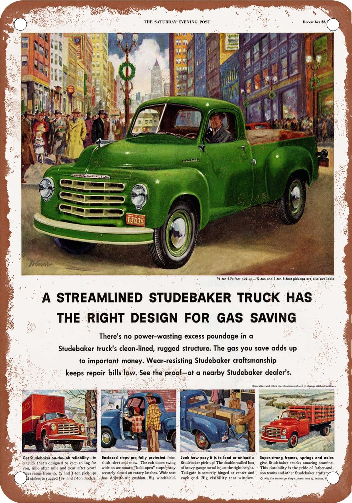 Miaomansenstore Metal Sign - 1951 Studebaker Truck Vintage Ad 02 - Old Retro Rusty Look Home Decor