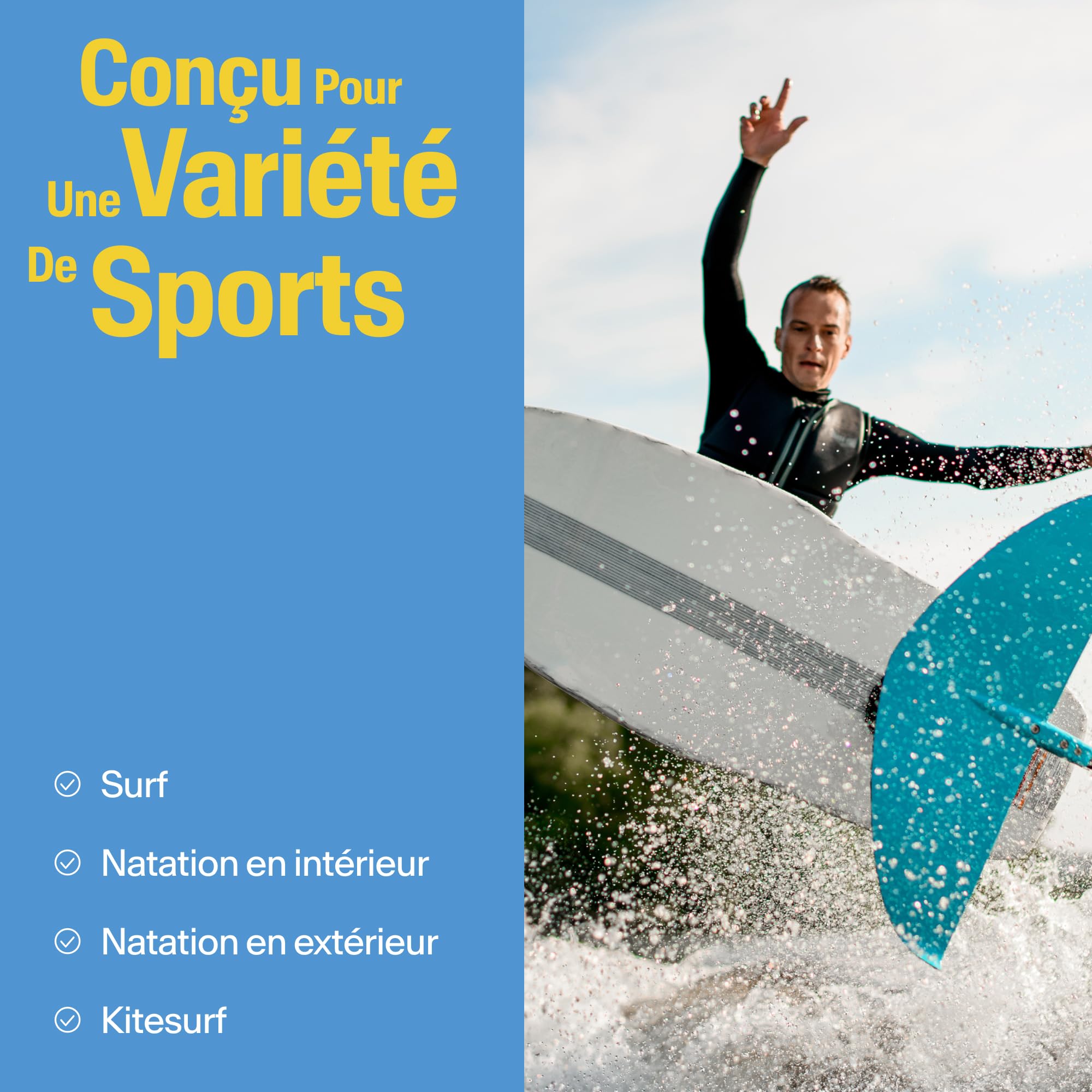 Alpine WaterSafe Pro - Bouchons d’oreilles pour la natation et le surf pour adultes - Étanches - Confortables - Restent en place - Pour les sports aquatiques - Réutilisables - Tailles M & L - 1 paire