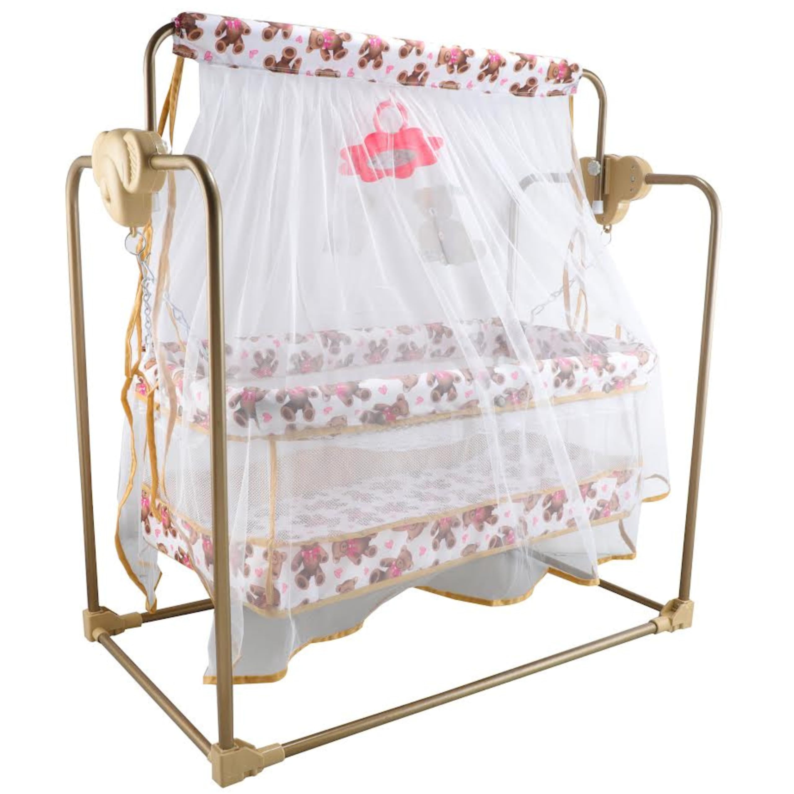 Mama Luv Mee Baby Cradle with Swing | Crib with Mosquito Net | Baby Palna | Sturdy and Safe for 0-8 Months