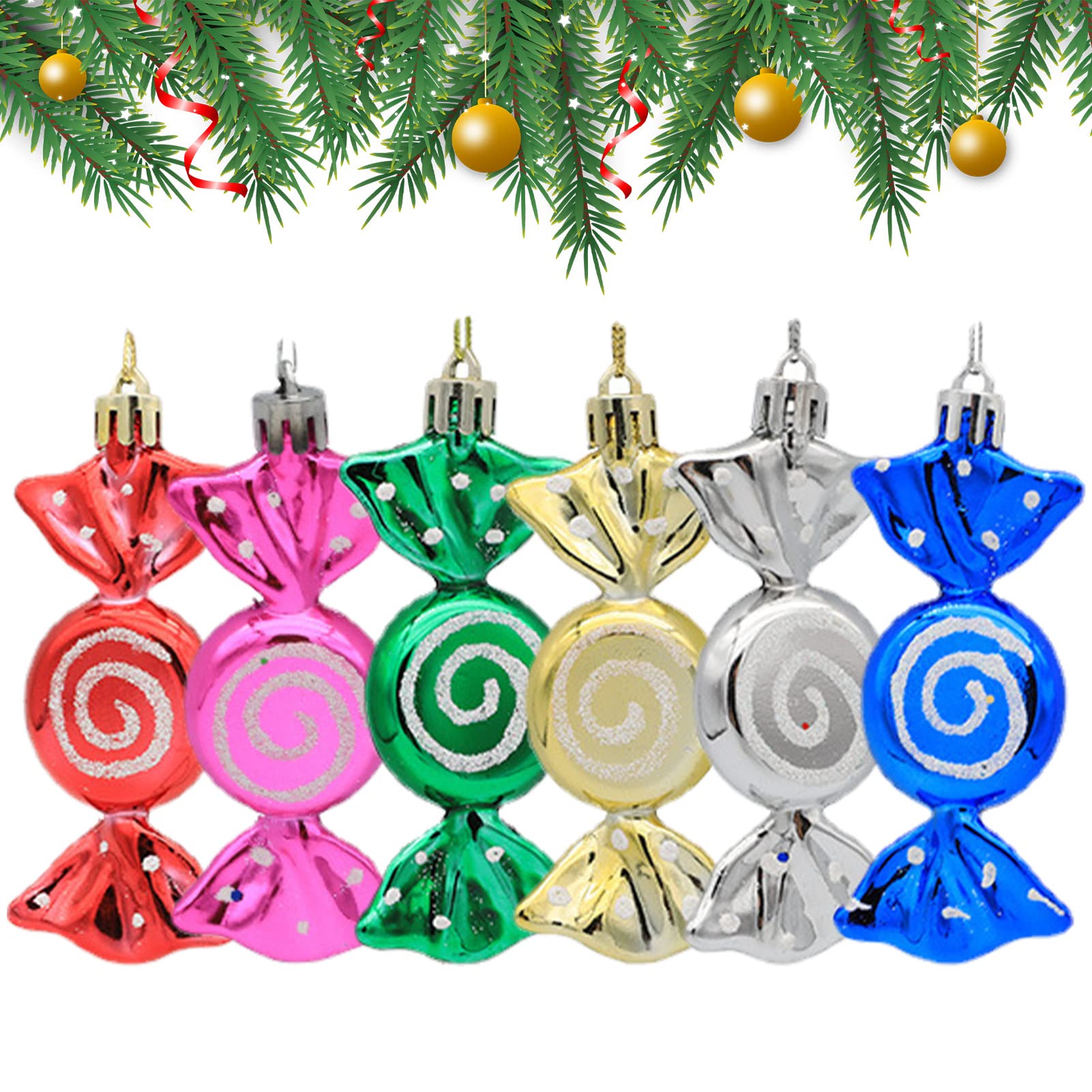 8 Pièces Pendentifs De Bonbons Pour Sapin De Noël - Décorations De Sapin De Noël En Bonbon -13CM Décorations De Sapin De Noël Paillettes Et Amusantes Ornements De Bonbons (Argent