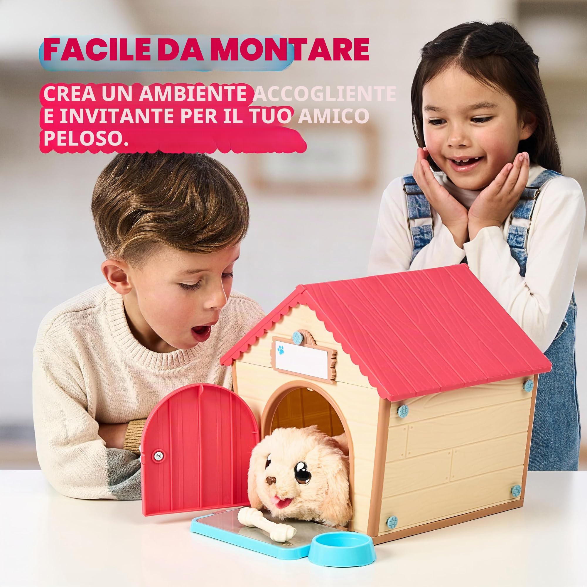 Little Live Pets - My Puppy's Home - Juguete Interactivo de Peluche para Cachorros y Perrera, más de 25 Sonidos y reacciones, Haz la Perrera, nombra a tu Cachorro y ¡Sorpresa! ¡Aparece el Cachorro!