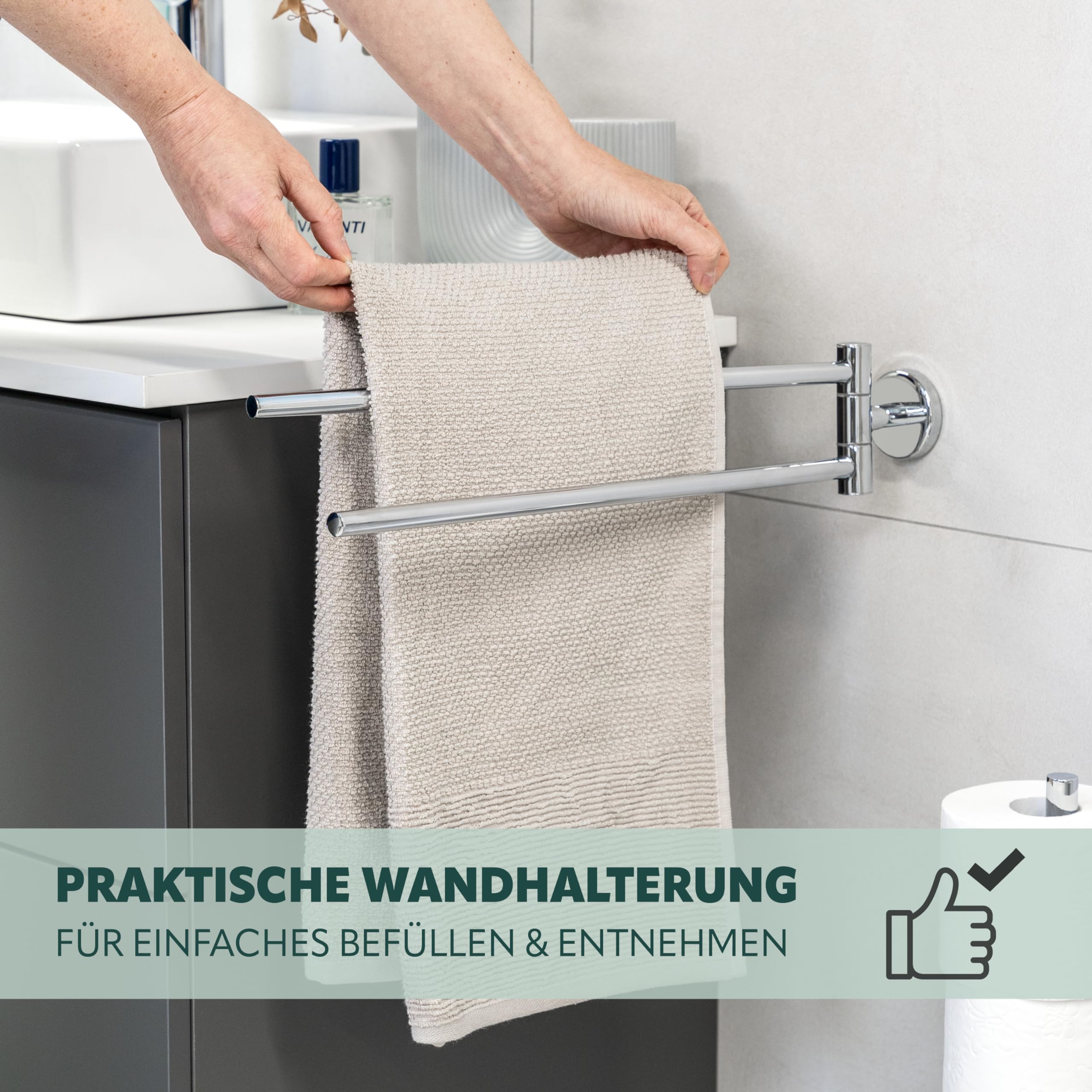 Porte-Serviettes Télescopique De Luxe En Acier Inoxydable Noir 30-50 X
