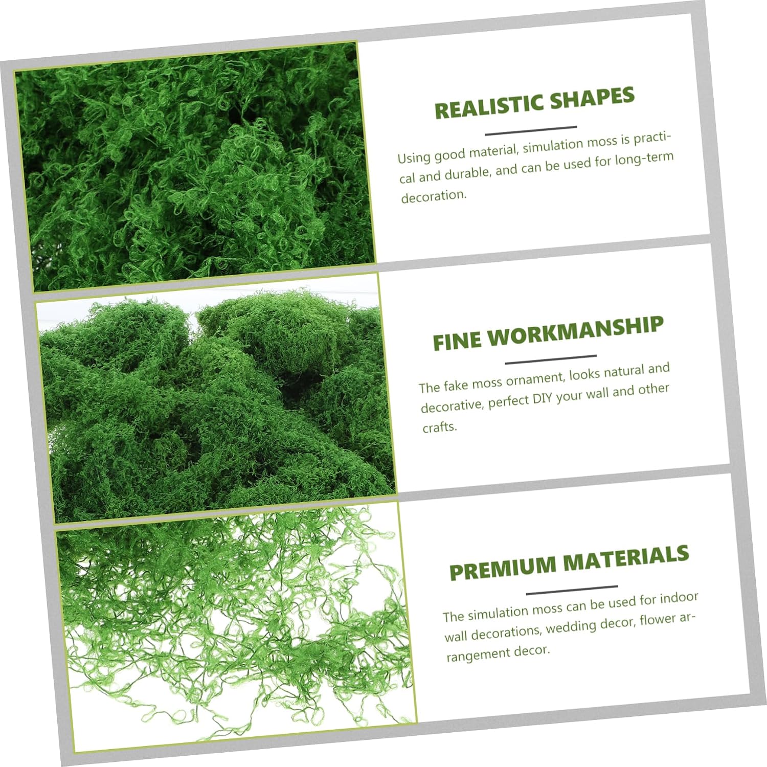 Fake Moss for Crafts, Green Silk Floss, Decorative