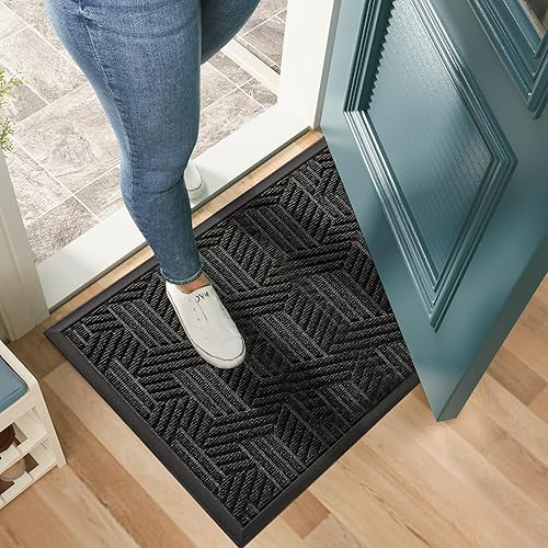 Miniatura 120 de Mibao Tapete para puerta delantera, resistente y duradero, tapete de bienvenida para interiores y exteriores, atrapador de suciedad, impermeable