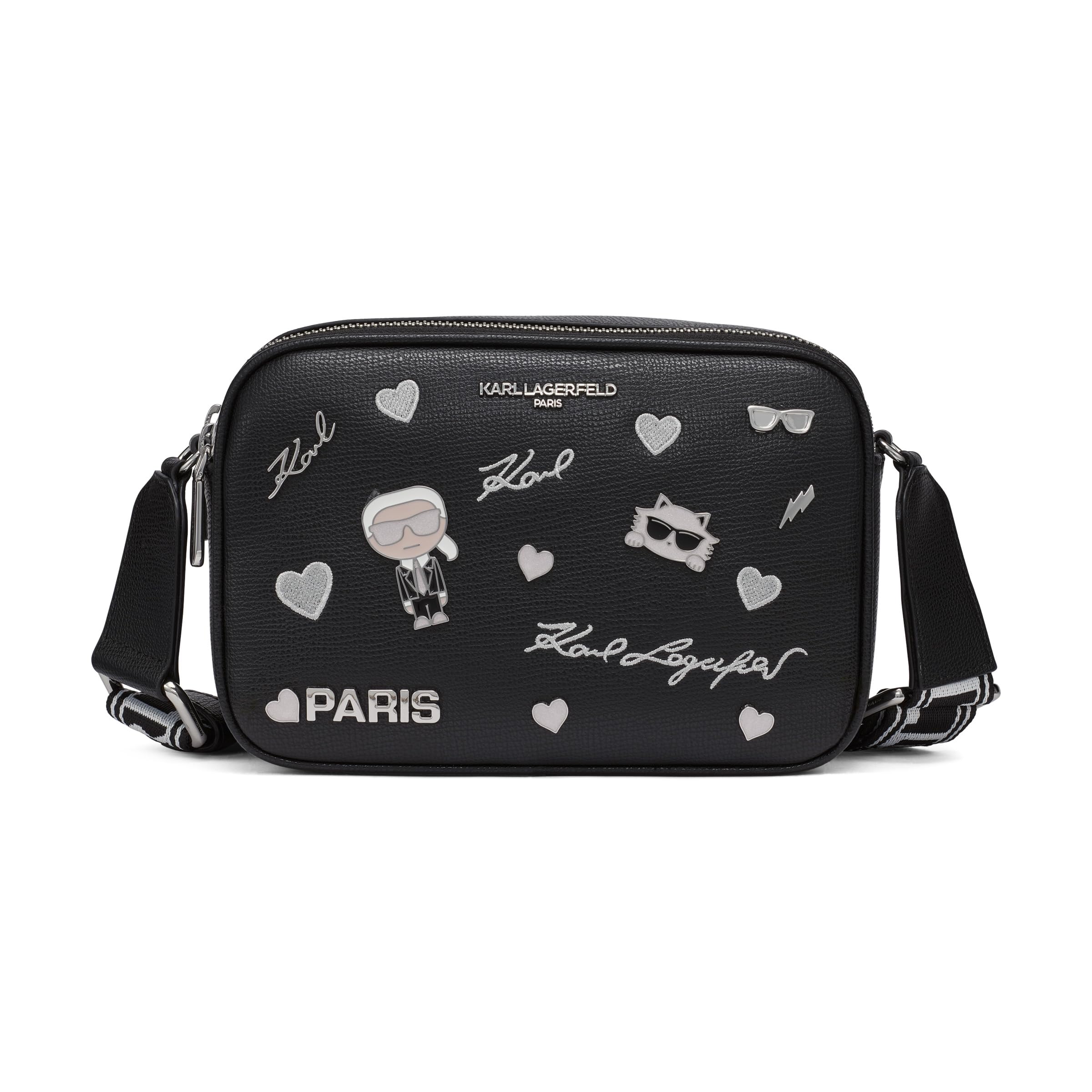 KARL LAGERFELD Women's Maybelle Pin Crossbody Handbag | PU Leather, Adjustable Crossbody Strap, Zipper Closure, Lined Inte...