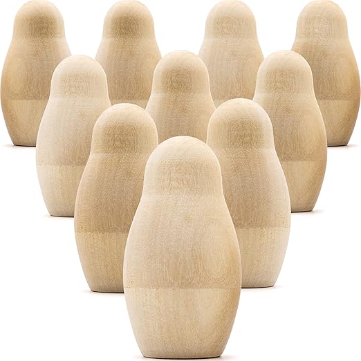 AEVVV Unfinished Nesting Dolls Lot of 20 Sets by 4 pcs - Blank Nesting Dolls Unpainted - Wooden Craft Matryoshka Doll - DIY Gift