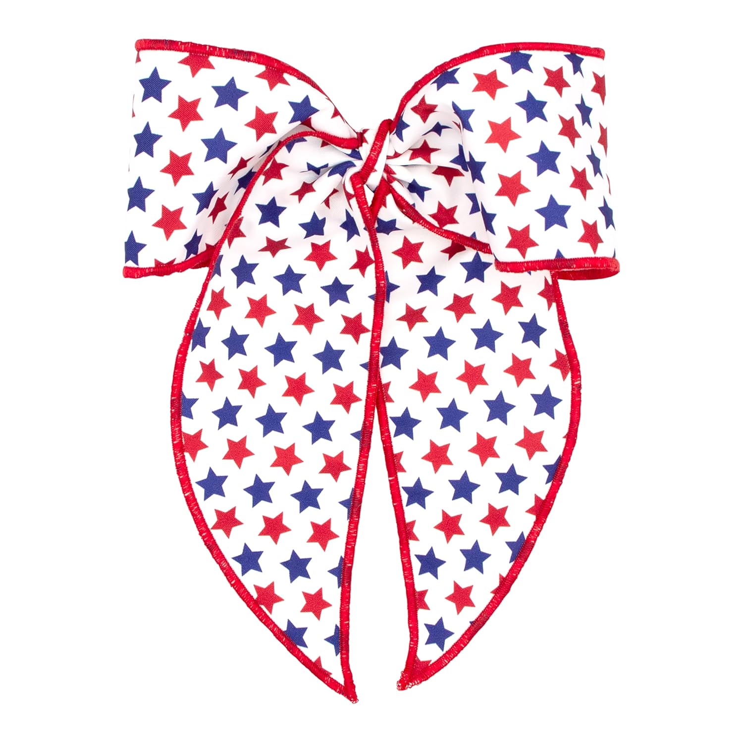 Wee Ones girls' Americana Fourth of July Star Print Bowtie with Twisted Wrap Whimsy Tail Hair Bows on WeeStay Clip, Handmade, King