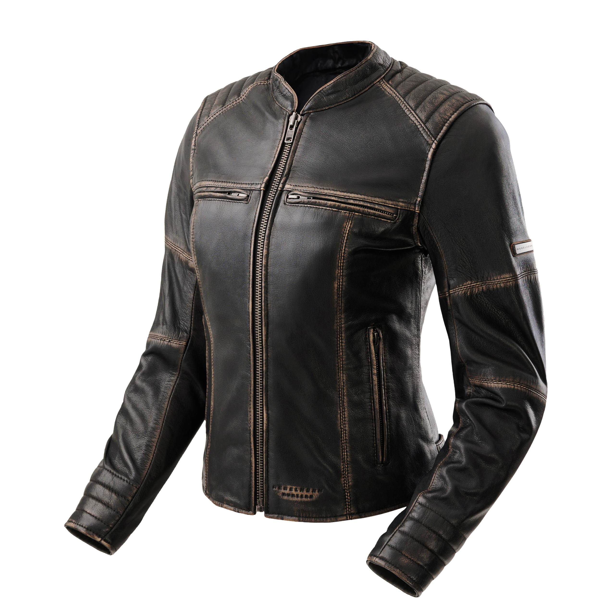 REBELHORN Hunter II Lady Motorradjacke Damen | Leder | Ellbogen, Schulter und Rückenprotektor der Stufe 2 | 2 Belüftungskanäle | Größen bis 5XL