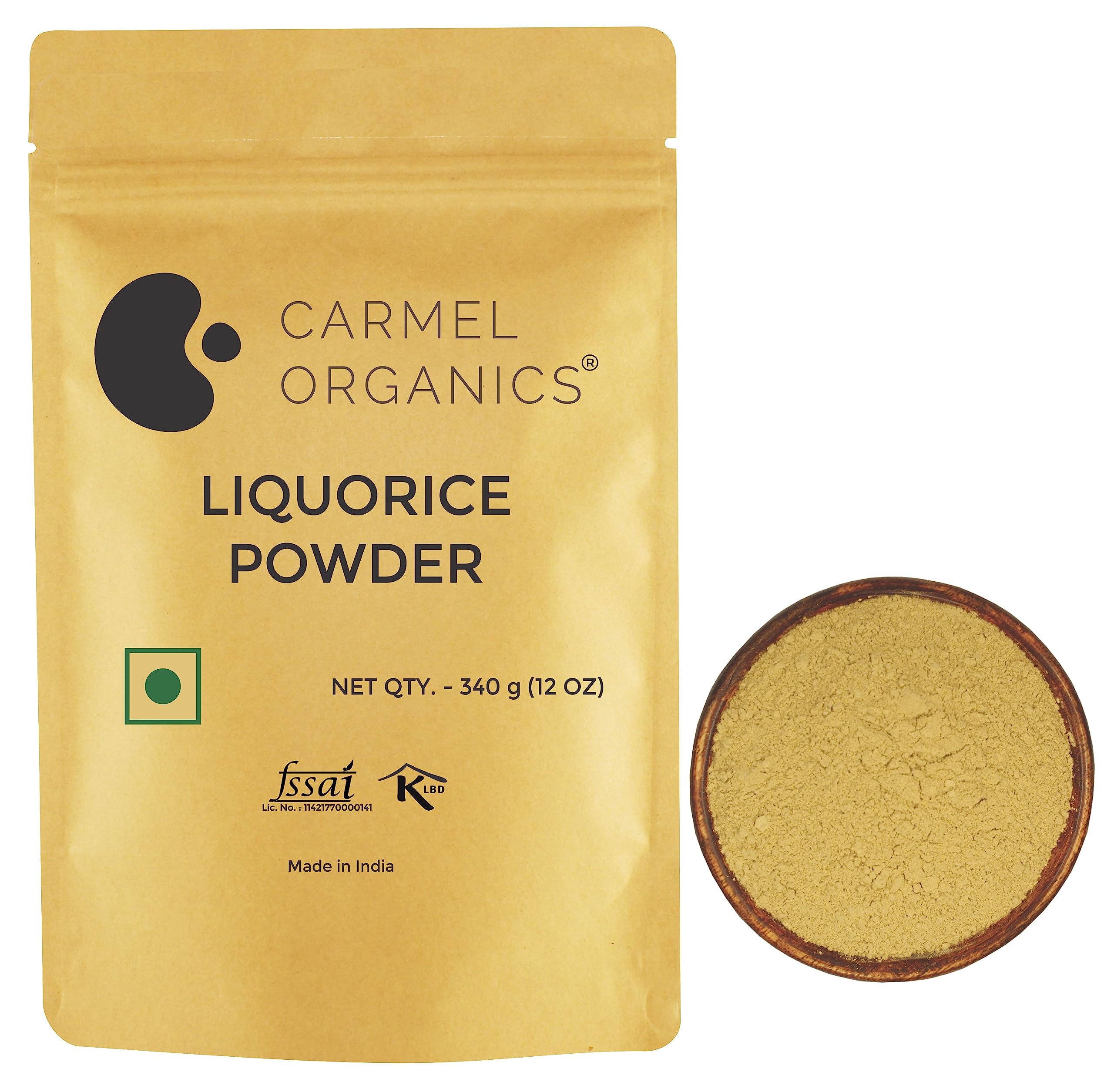 Carmel Organics Liquorice/Mulethi/Yashtimadhu Root Powder, 340 Grams