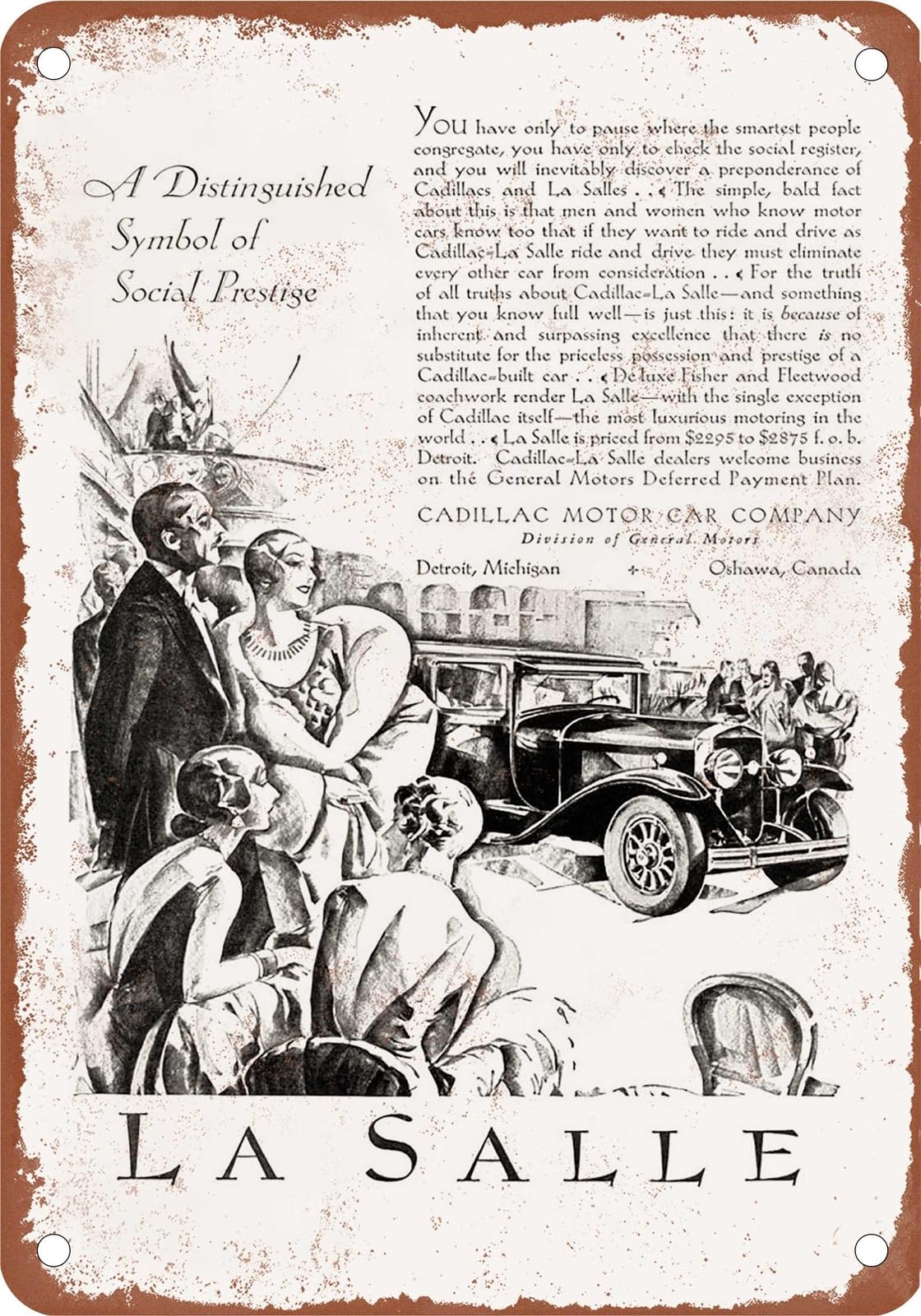 Miaomansenstore Metal Sign - 1929 Lasalle Vintage Ad 07 - Old Retro Rusty Look Home Decor