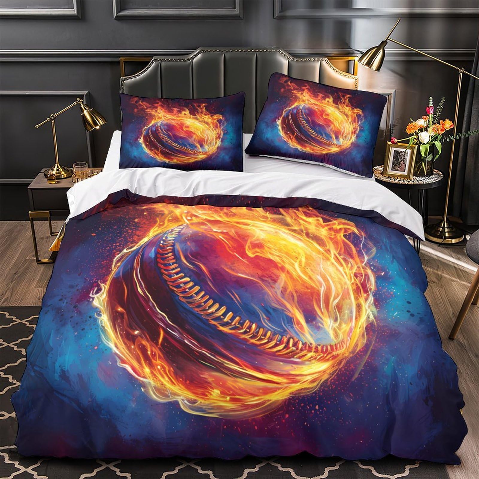 Parure de lit Fireball sport pour lit simple 135x200 housse de couette microfibre