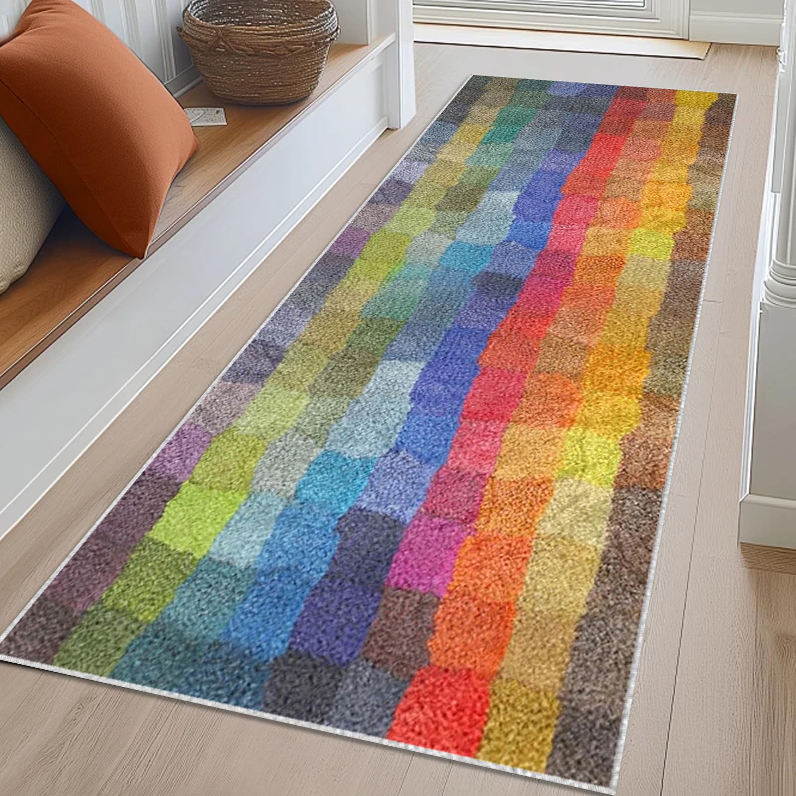 Hallway Runner Rug 40 x 60 cm Non Slip Kitchen Carpet Runner for Hallway Long Washable Kitchen Rugs Runner for Hallways Entryway Absorbent Doormat Low Pile Floor Carpet for Bedroom Living Room