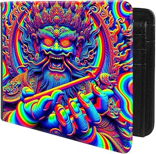 Front Pocket Slim Bifold Leather Wallet RFID Blocking with ID Window for Men/Psychedelic GC2437