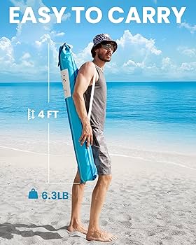 thumbnail image 2 of OutdoorMaster Pop Up Beach Umbrella, Portable Umbrella Shelter, Beach Shade Sun Canopy With UPF 50+ UV Protection, Extendable Floor With Carrying Bag - Walmart Supplies 2 of 12