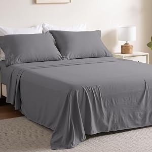 Ranunculus 4 Piece Queen Bed Sheet Set Fitted Sheet Queen Size Flat Sheet 2 Pillowcases Washed Brushed Microfiber