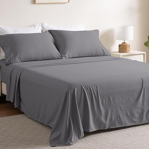 Ranunculus 4 Piece Queen Bed Sheet Set Fitted Sheet Queen Size Flat Sheet 2 Pillowcases Washed Brushed Microfiber