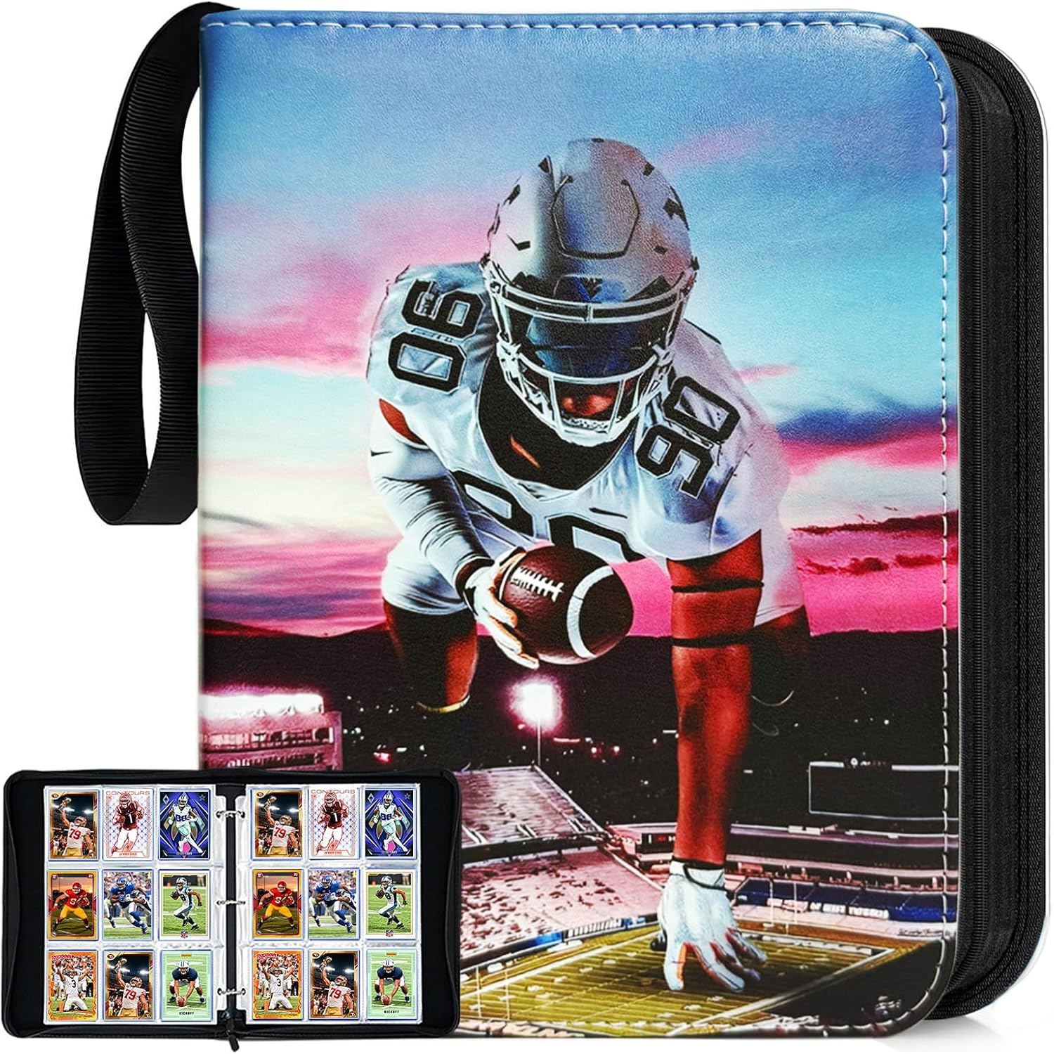 Football Card Binder with Sleeves 900 Pockets, Trading Card Holder Organizer Display Case Compatible with Sport Card, Football, Baseball, Baseball, TCG Cards