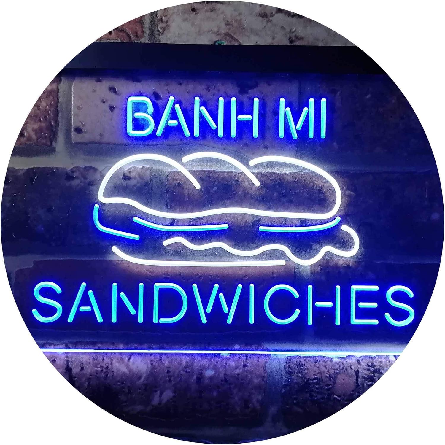 ADVPRO Banh Mi Sandwiches Café Dual Color LED Neon Sign White & Blue 16" x 12" st6s43-i3372-wb