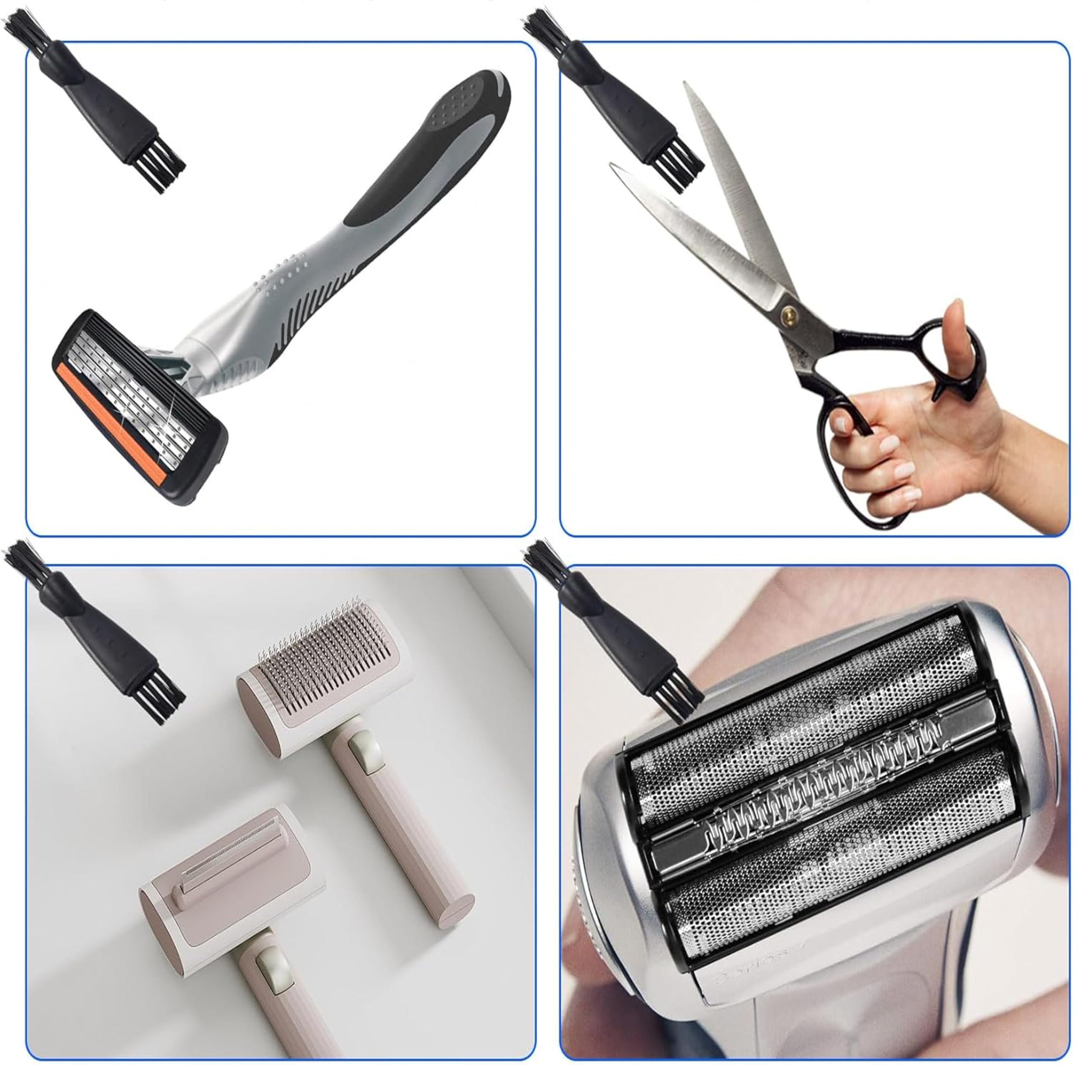 6 Blaireau de Rasage, Brosse de Nettoyage pour Rasoir électrique, pour Nettoyer la Barbe avec Les têtes de Rasoir électrique
