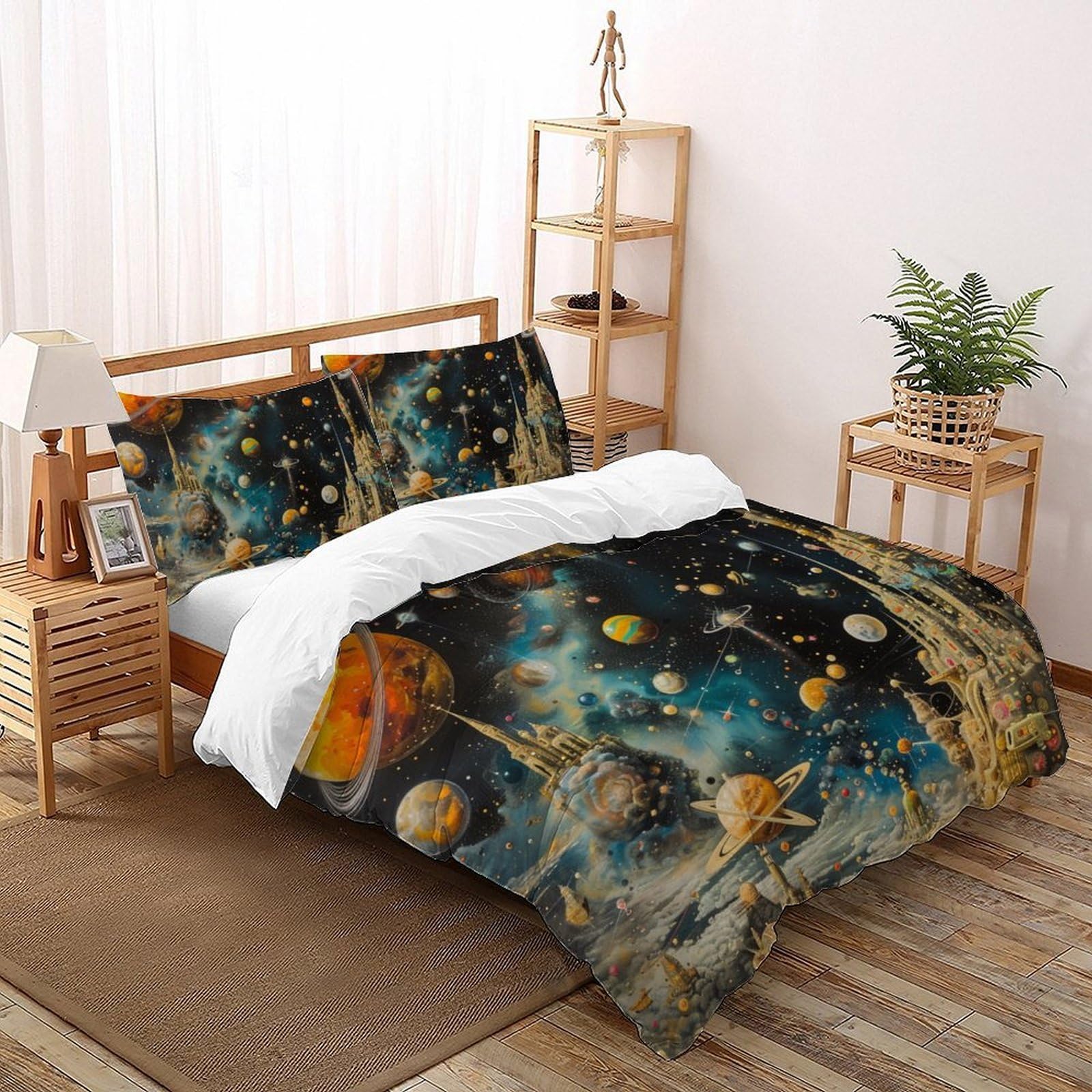 Housse de couette enfant motif espace 3D lit Super King 260x220 cm