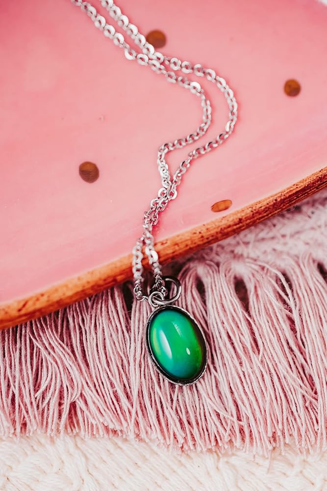 アクセサリー mood. Amazon.com: Pammytail Mood Necklace Oval Shaped Color Changing
