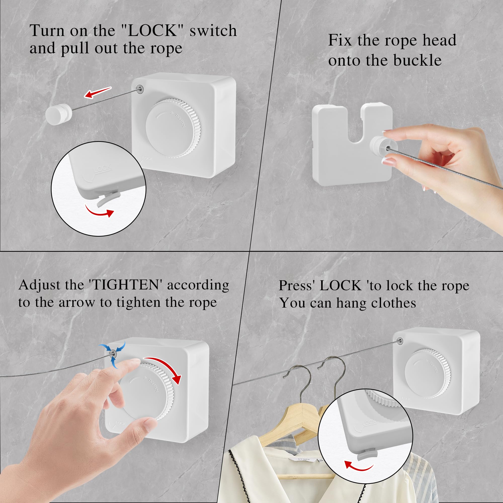 Retractable Clothesline - Indoor Wall Mount -6