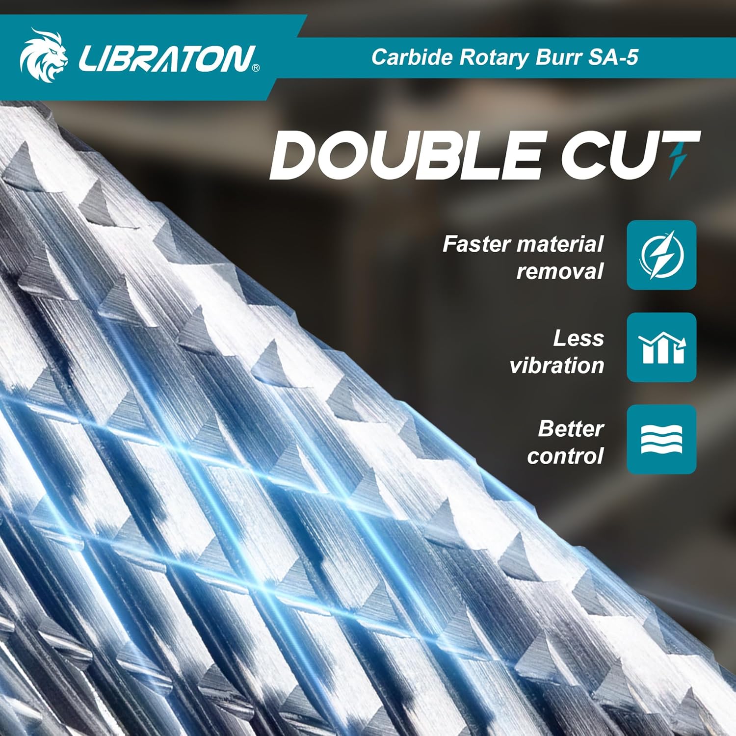 Libraton Carbide Burr Bit SA-5, Double Cut Die Grinder Bits 1/4" Shank, Tungsten Carbide Burr Set for Metal Steel, Deburring Carving Polishing, Rotary Tool Bits Protective Storage Case