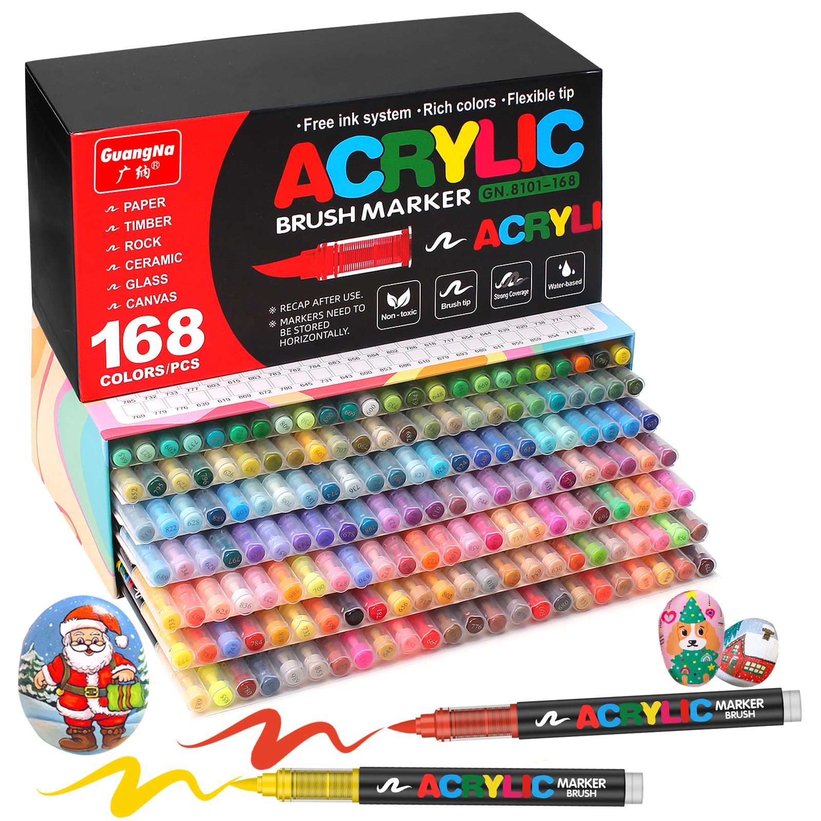Amazon.com: Amamao 168 Colors Acrylic Markers, Soft Brush Tip