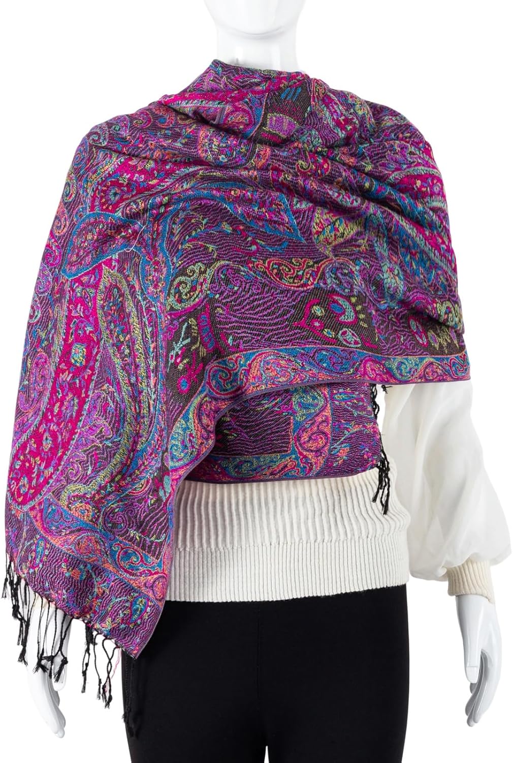 Pashmina Feel Shawls Wraps Rave Scarf for Women Soft Silky Reversible Men Scarves Hijab - Image 4