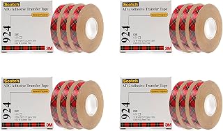 Scotch 924 Clear ATG Adhesive Transfer Tape 924 Clear, 0.50" x 36 Yard, 2.0 mil (Pack of 12)