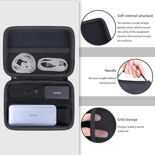 Miniatura 4 de khanka Funda de viaje rígida de repuesto para banco de energía Anker 737 (PowerCore 24K), cargador portátil de 3 puertos de 24,000 mAh, solo funda